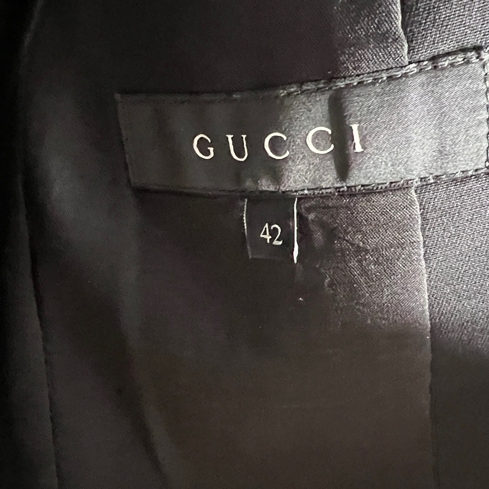 Gucci Sz 42 Two Piece Flat Frint Pants One Button Blazer Wool Suit Made in Italy - Picture 9 of 12